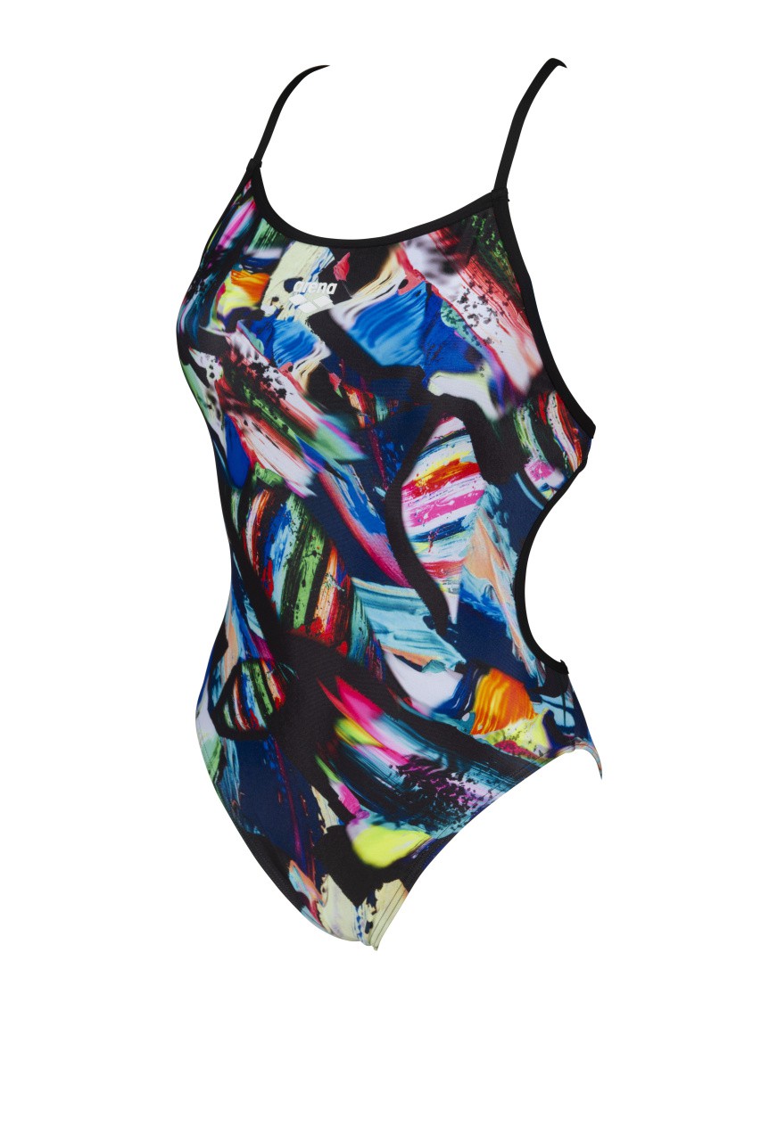 W Colourful Paintings Lace Back One Piece