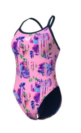 W Rose Texture Swimsuit Xcross Back multi