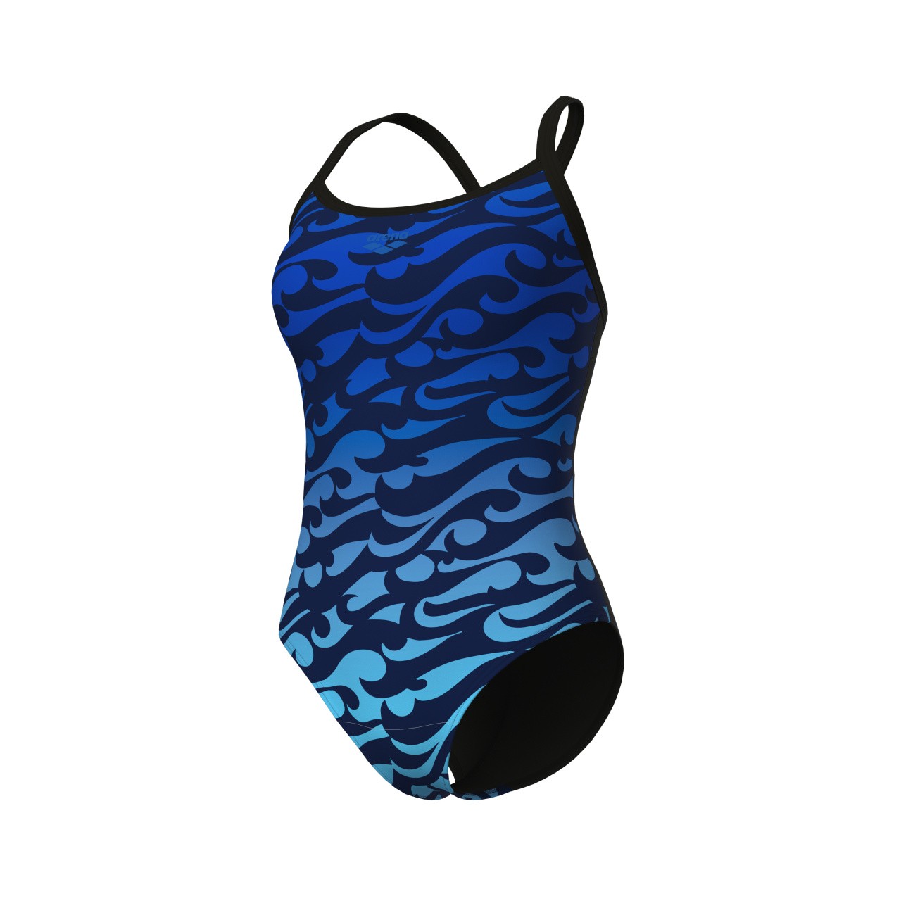 W Surfs Up Swimsuit Lightdrop Back black-black