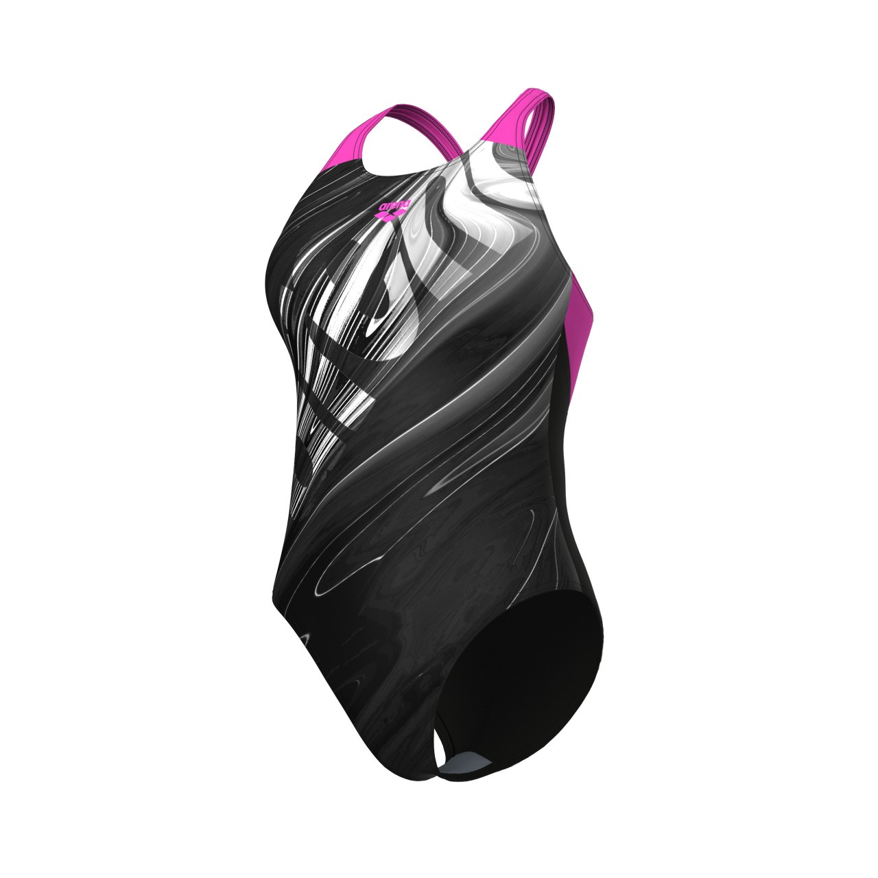 W Flow Swimsuit V Back LB black multi-shocking