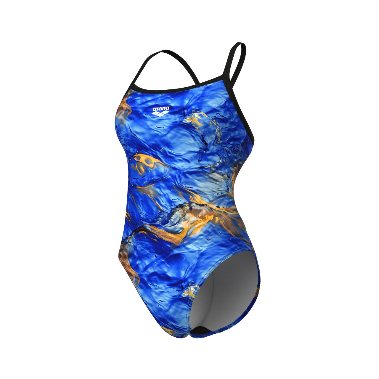 W Gold Leaves Swimsuit Challenge Back blue