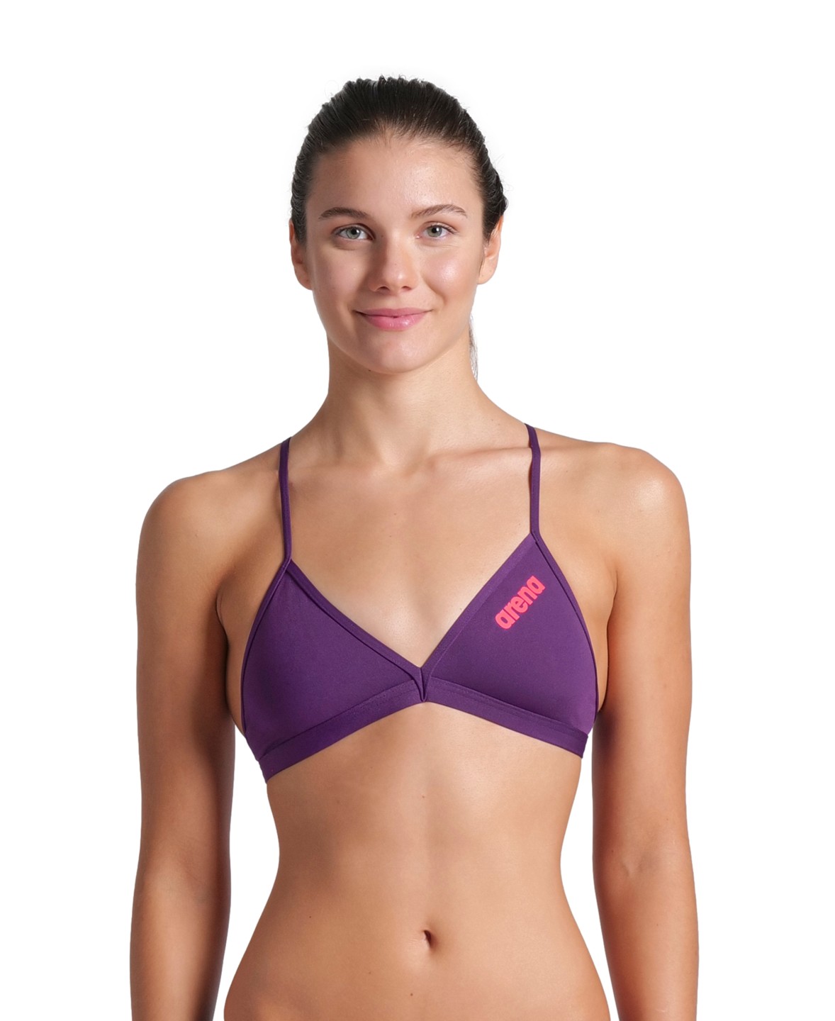 W Team Swim Top Tie Back Solid plum-bright